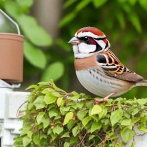 Katze spielt mit Vogel auf Wiese im Freien.