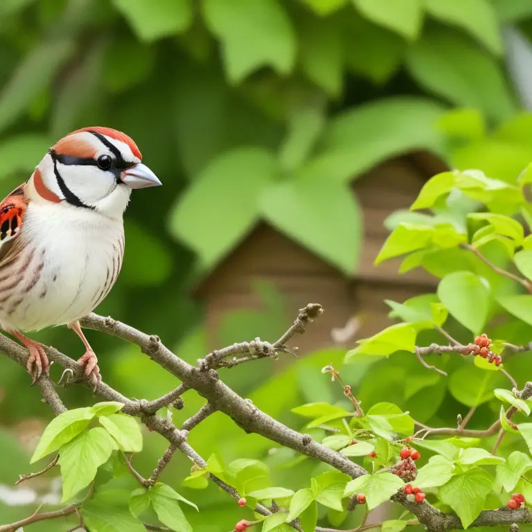 Foto einer Vogelfütterung im Garten, um mehr Platz für Hausperlinge zu schaffen