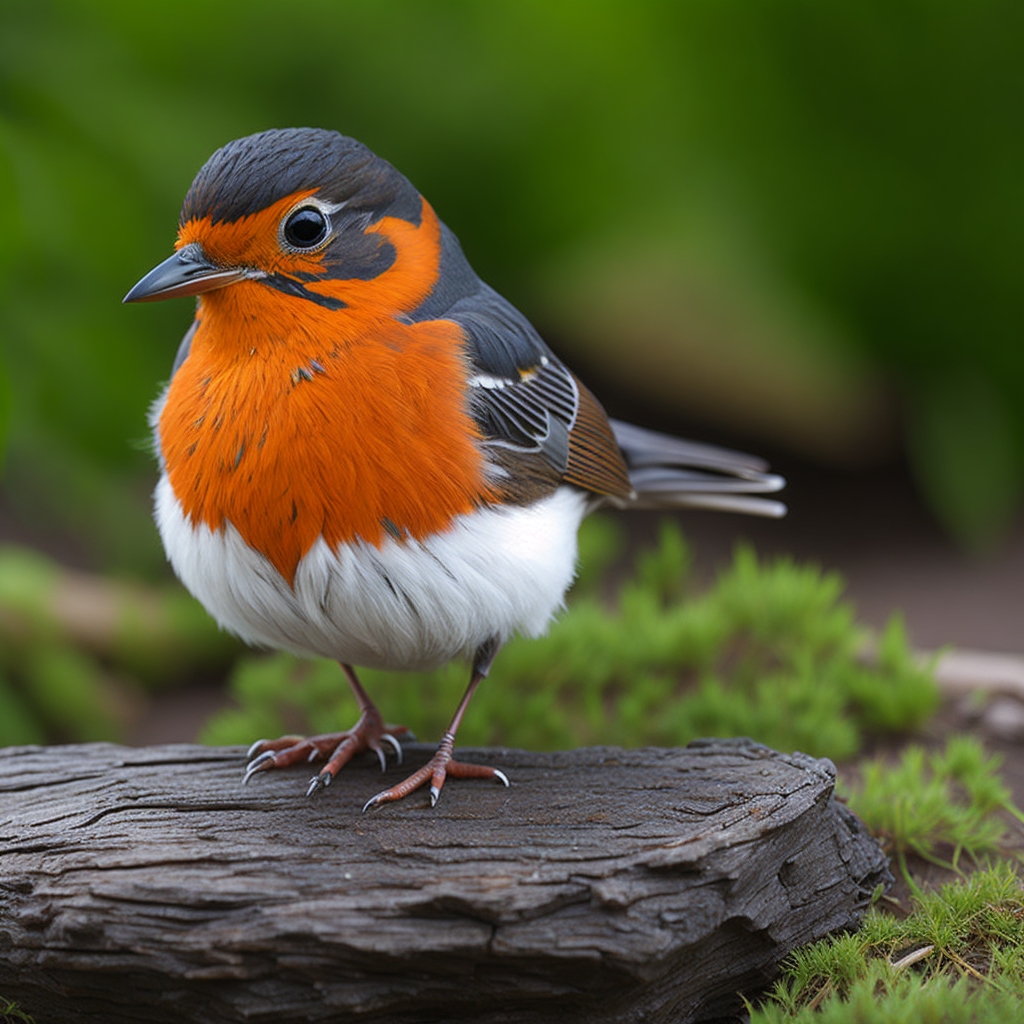 Rotkehlchen sitzt auf einem Ast im Garten