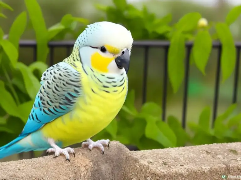 Schönes Bild eines hübschen Wellensittichs, der in einem Raum sitzt und interessiert nach vorne schaut. Ein perfektes Beispiel dafür, warum diese Vögel bei Insekten zum Flattern neigen.