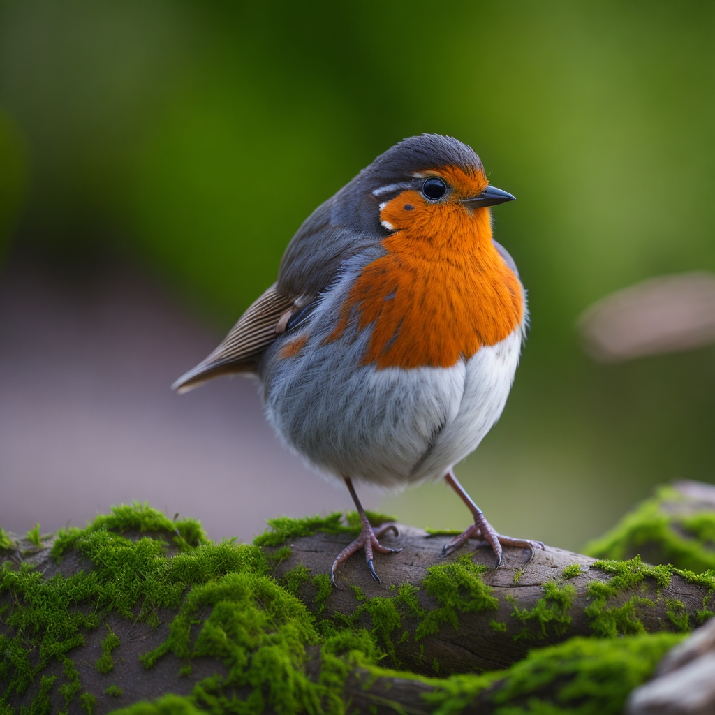 Rotkehlchen singt im Garten am Morgen