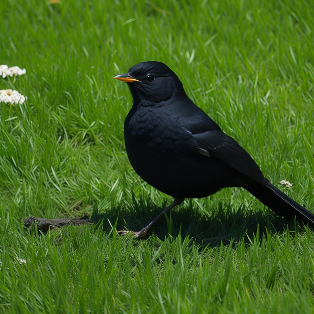 Schwarze Amsel im Zugkorridor - Bedrohung der heimischen Tierwelt.