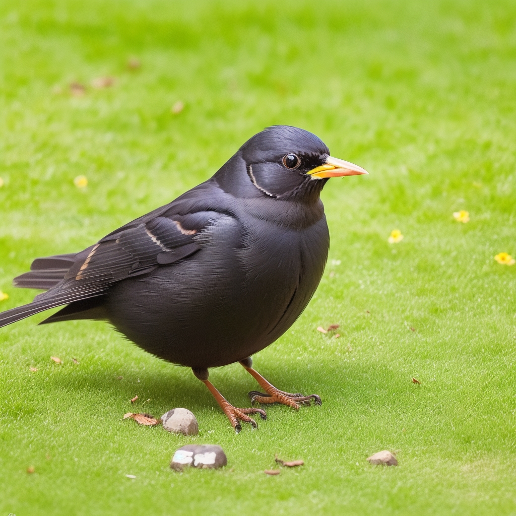 Amsel auf der Jagd mit tödlichen Strategien.