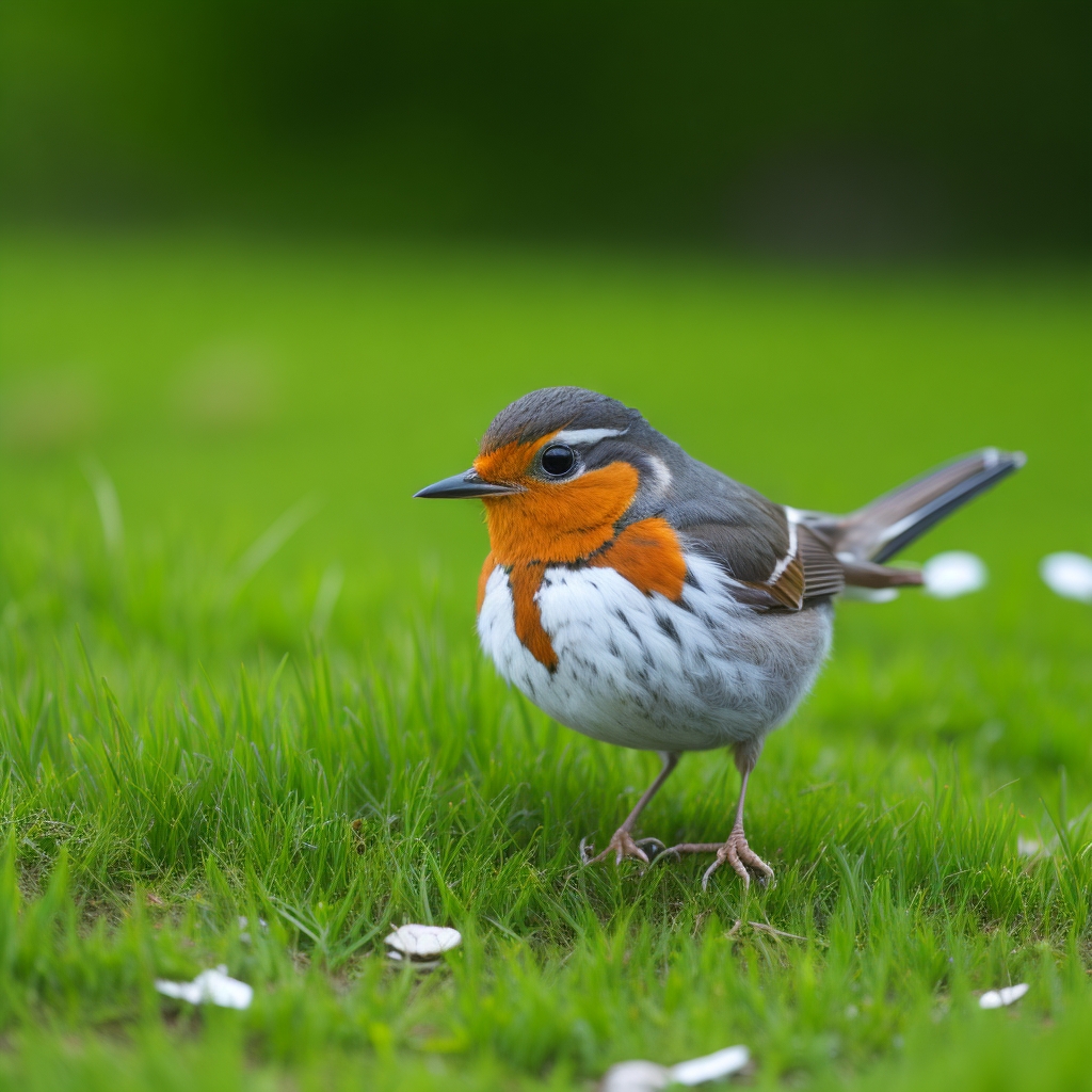 Rotkehlchen beim Insektenfang.