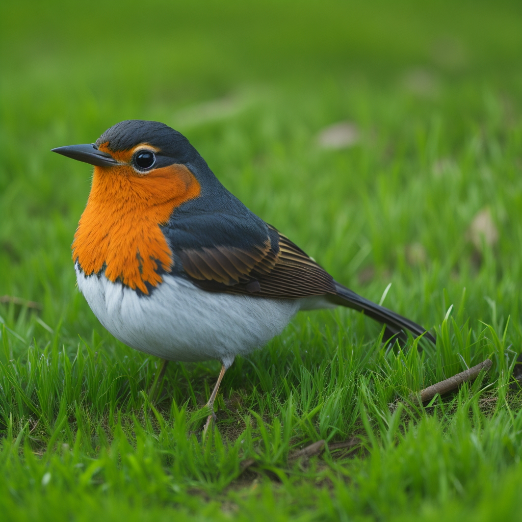 Rotkehlchen im Wald, beim Singen eines Liebesliedes.