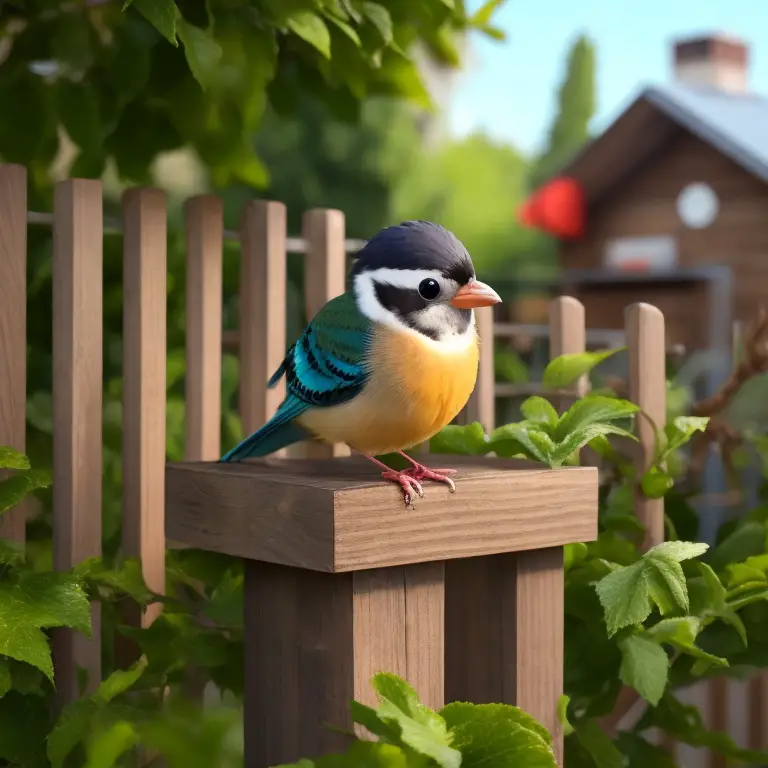 Fotografie eines farbenfrohen Vogels mit strahlend gelbem Bauch.