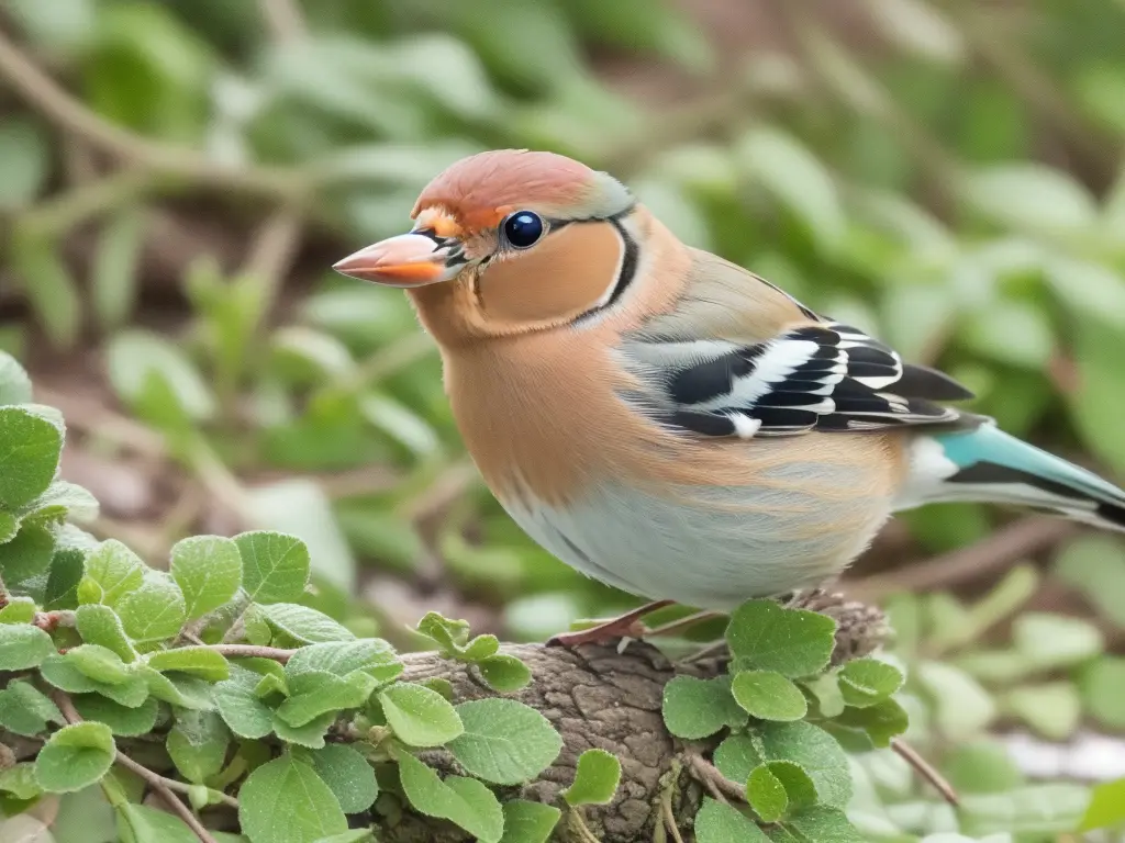 Buchfink, der Vogel des Jahres 2019, in natürlicher Umgebung mit leuchtendem Federkleid und charmanten Ausdruck.