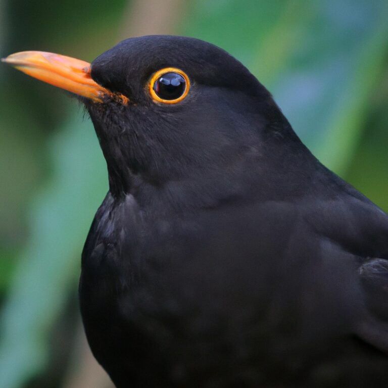 Amsel auf Blume.