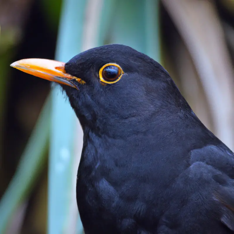 Amsel auf Gras.