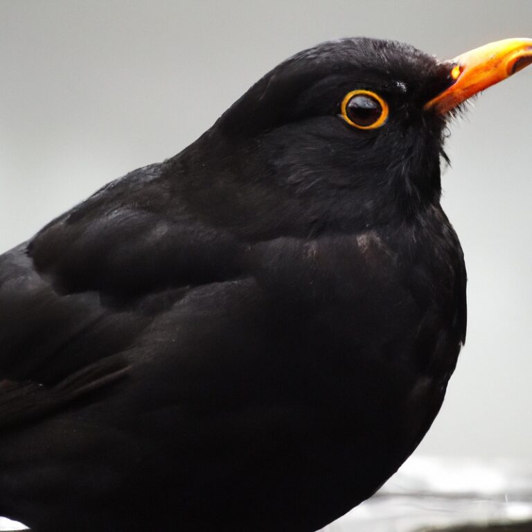 Amsel beim Fressen.