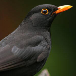 Amsel im Flug.