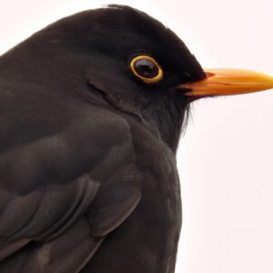 Amsel im Flug.