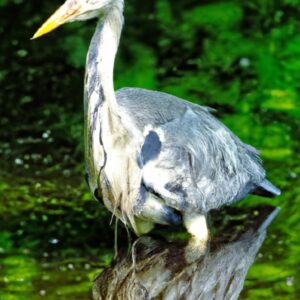 Graureiher fängt Fische.