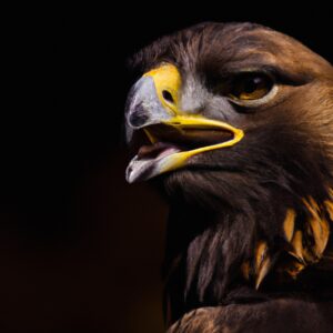 Steinadler im Flug.