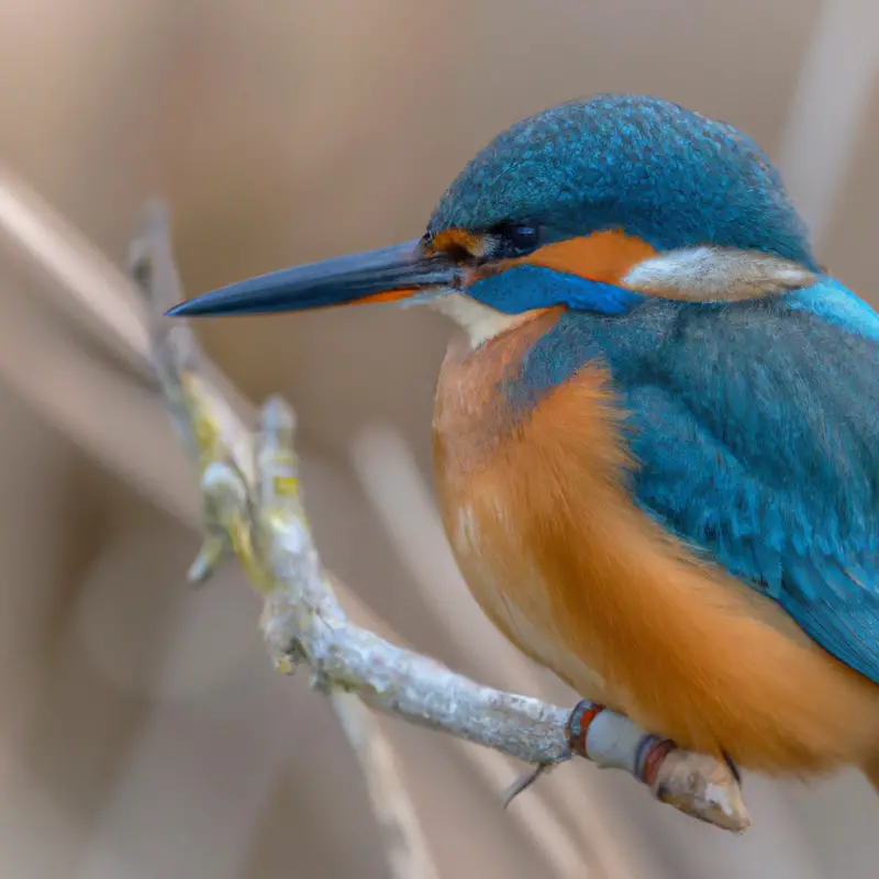 Eisvogel auf Baumstamm.