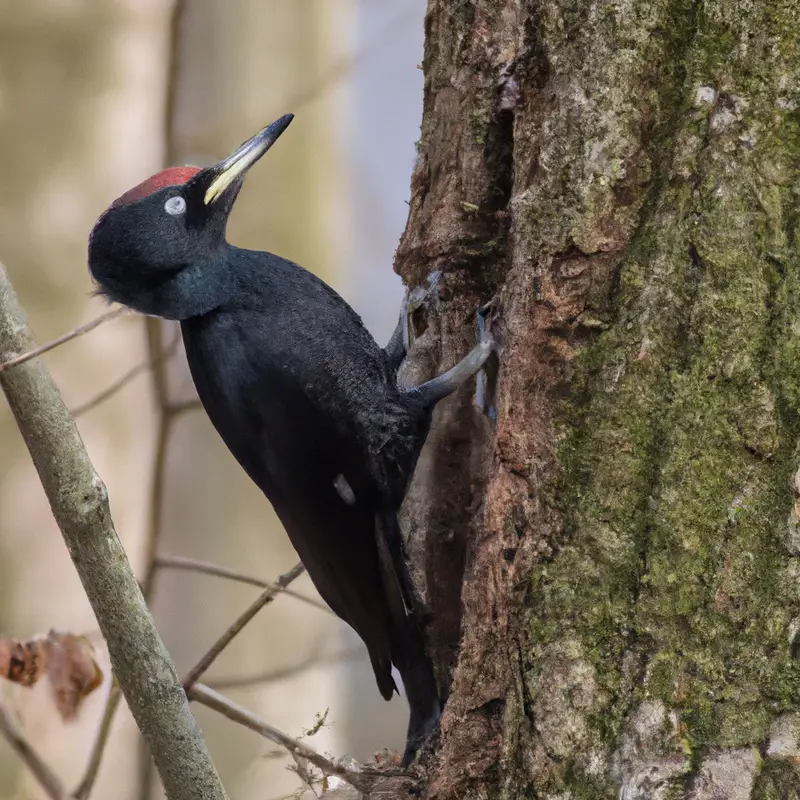 Schwarzspecht im Wald.