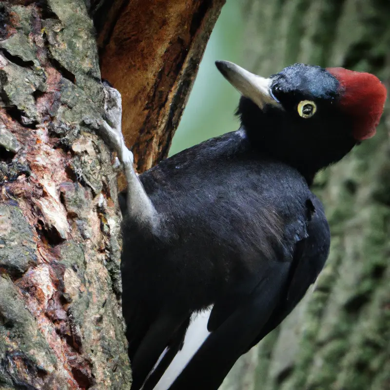 Schwarzspecht im Wald.