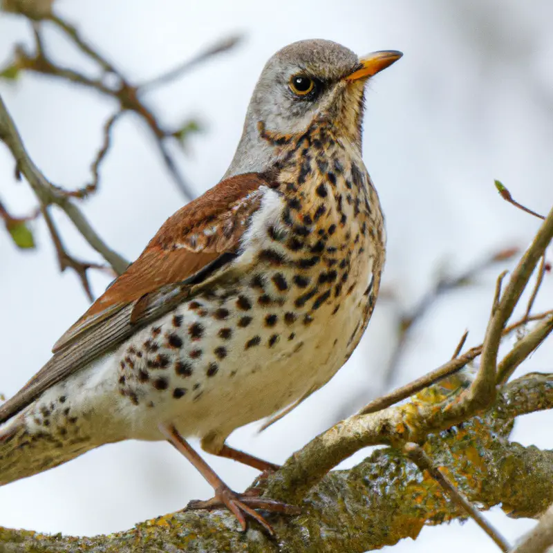 Singdrossel in Baum.