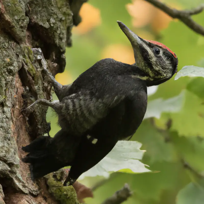 schwarzer Specht Holzrückung