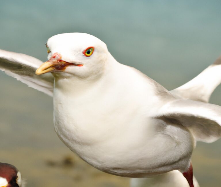 Sturmmöwe im Flug.