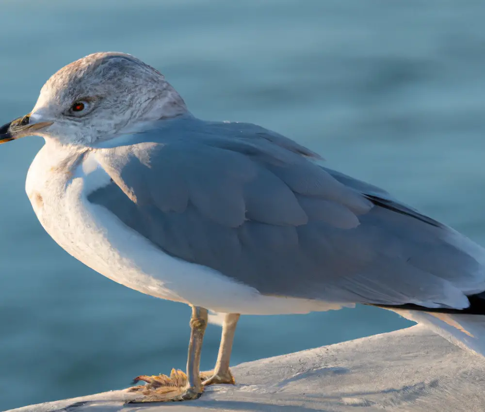 Sturmmöwe und Wasservogel.