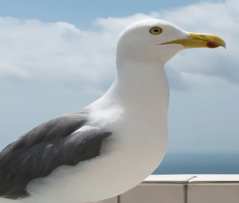 Sturmmöwen und Wasservögel interagieren.