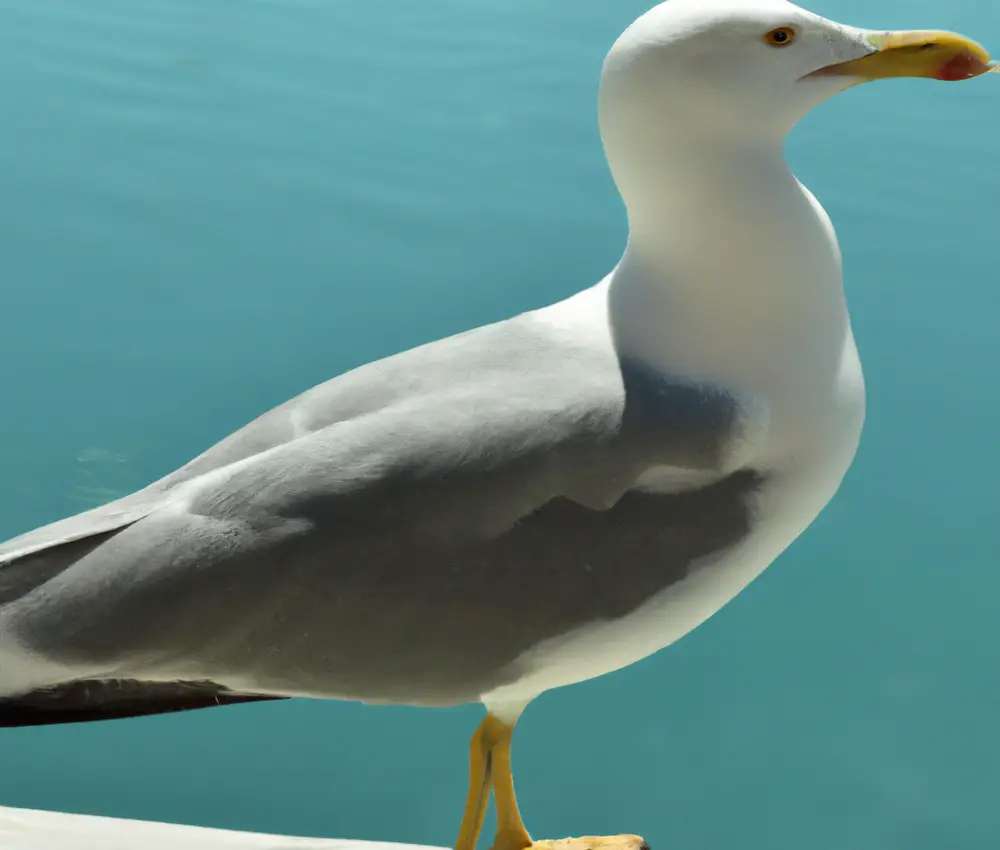 Sturmmöwen und Wasservögel zusammen.