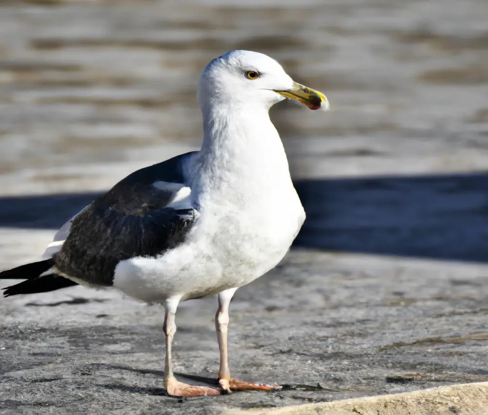 Sturmmöwen und Wasservögel zusammen.